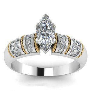 NWOT Silver & Gold White Topaz Fashion Ring